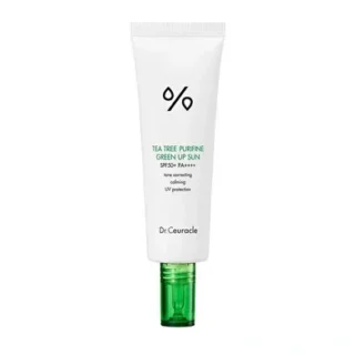 Dr.Ceuracle-Tea Tree Purifine Green Up-Sun SPF 50+ PА.webp Tea Tree Purifine Green Up Sun SPF 50+ PA++++ Сонцезахисний крем для нейтралізації почервонінь з екстрактом чайного дерева SPF50
